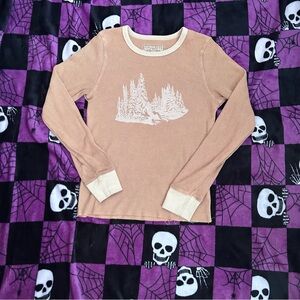 american eagle tan waffle knot long sleeve